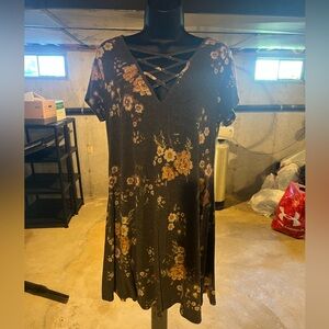 Love, Fire Dark Grey Floral Mini Sundress